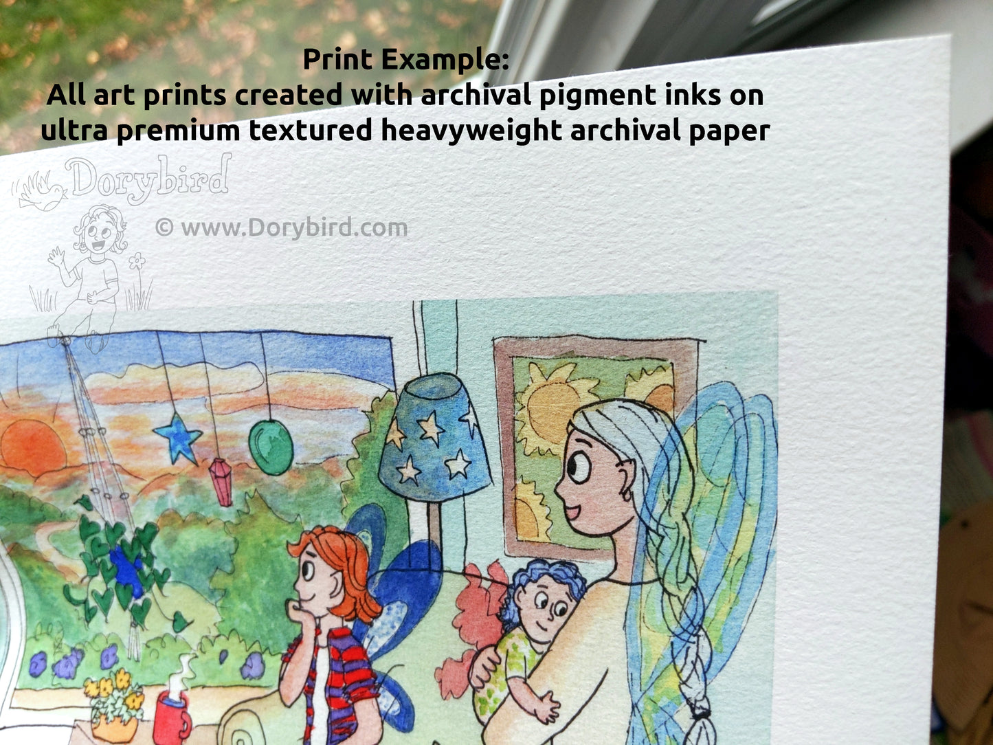 Camping Bear Loves Reading: 8x10 watercolor fine art print