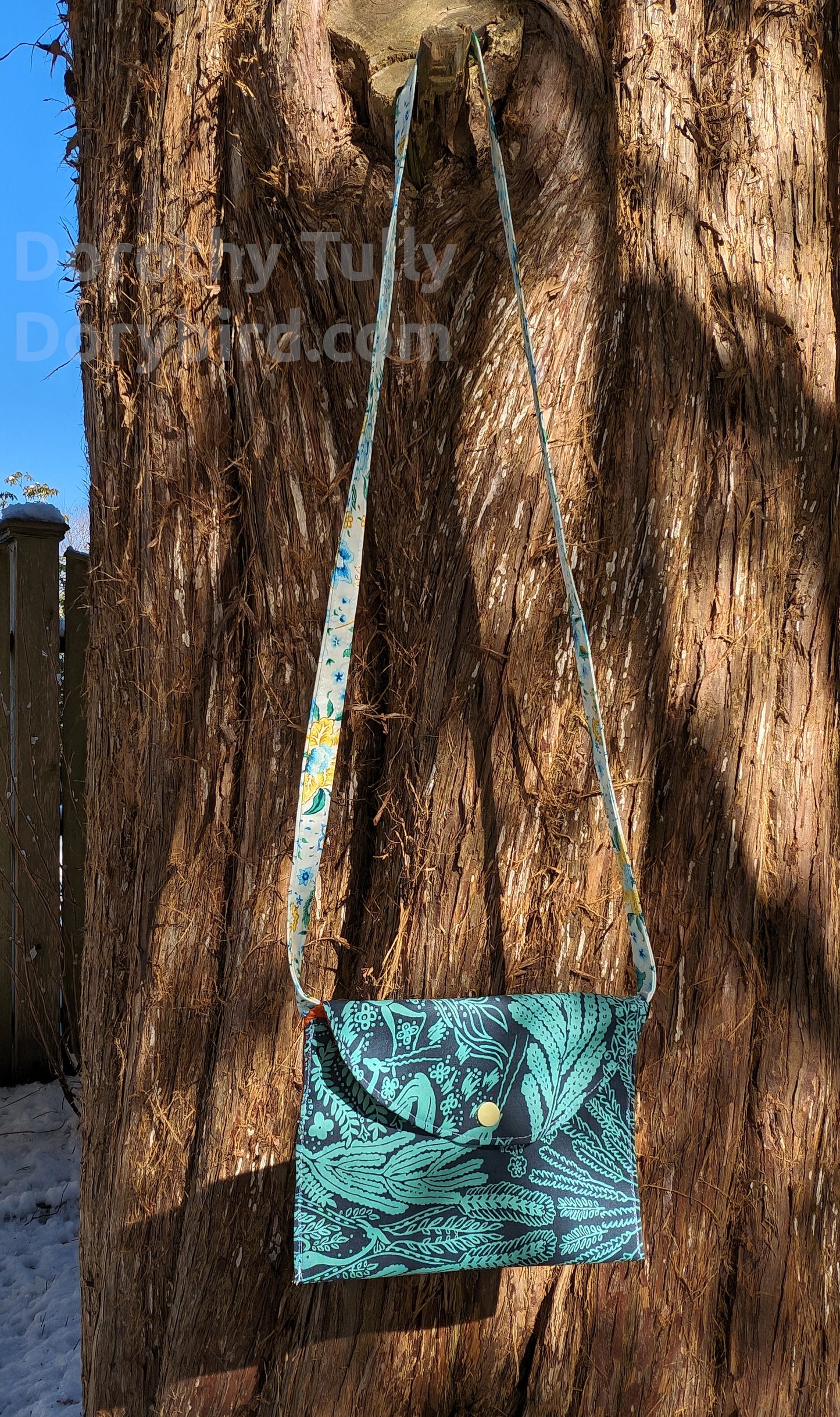 Handmade Little Pouch Purse: Blue Garden
