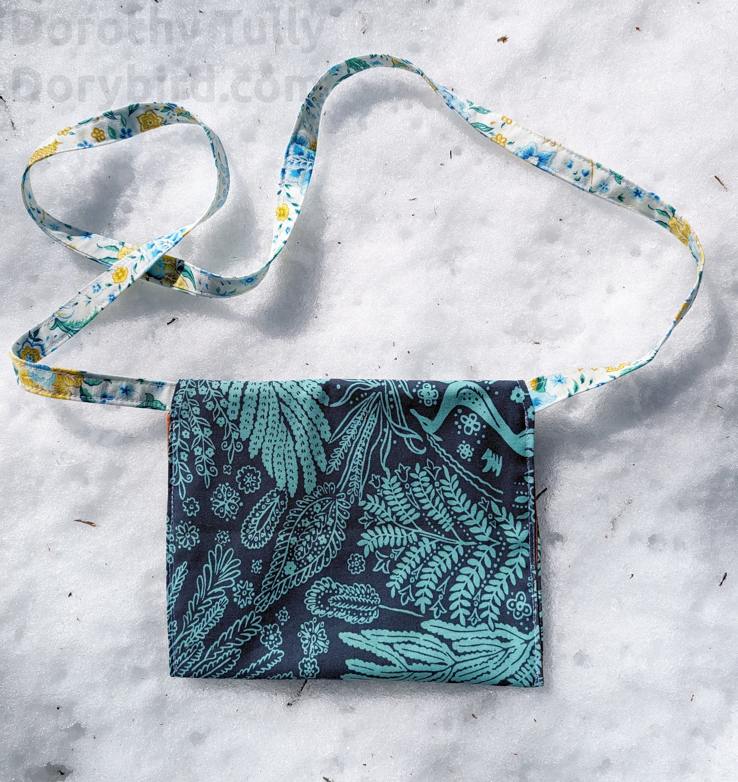 Handmade Little Pouch Purse: Blue Garden