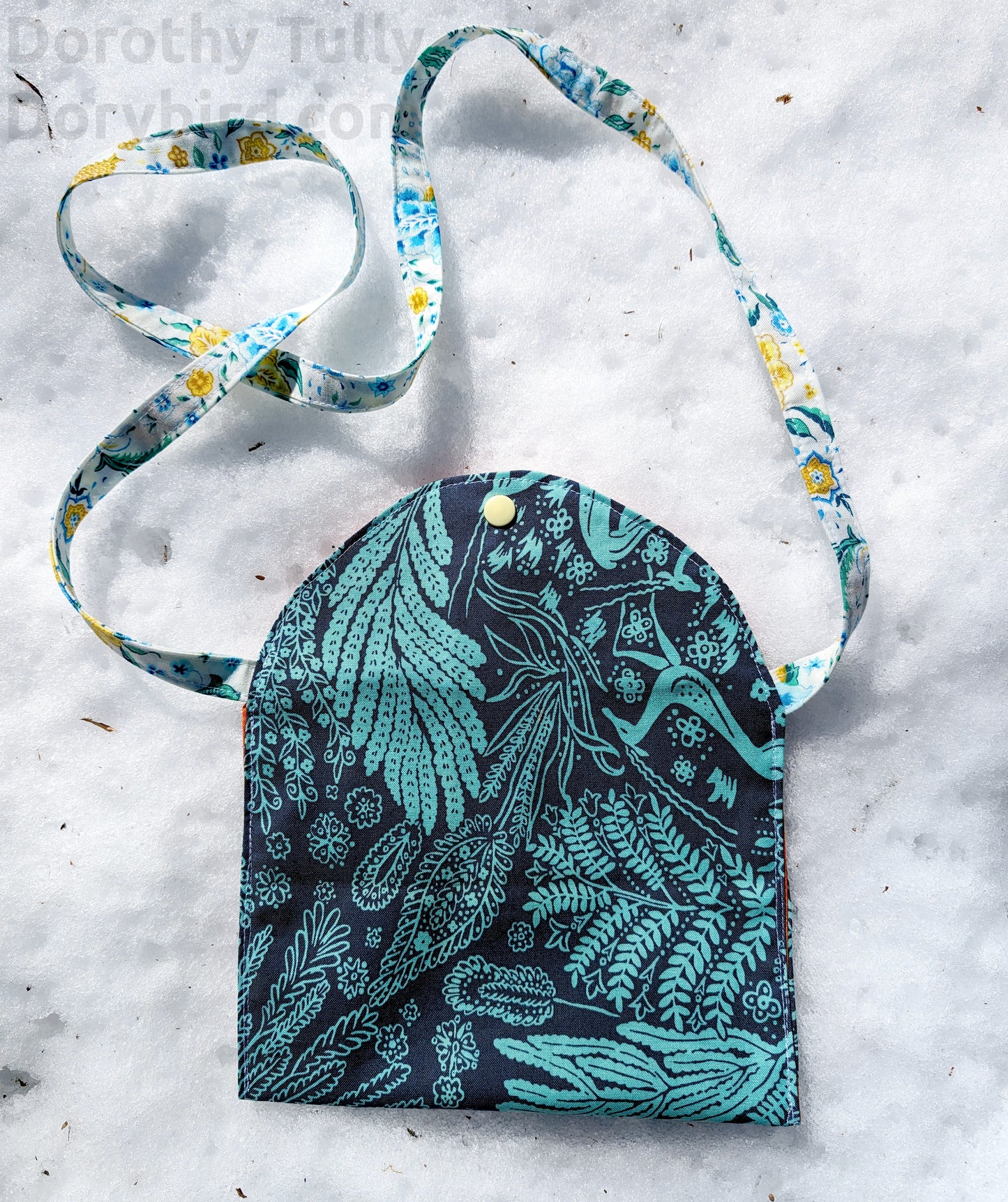 Handmade Little Pouch Purse: Blue Garden