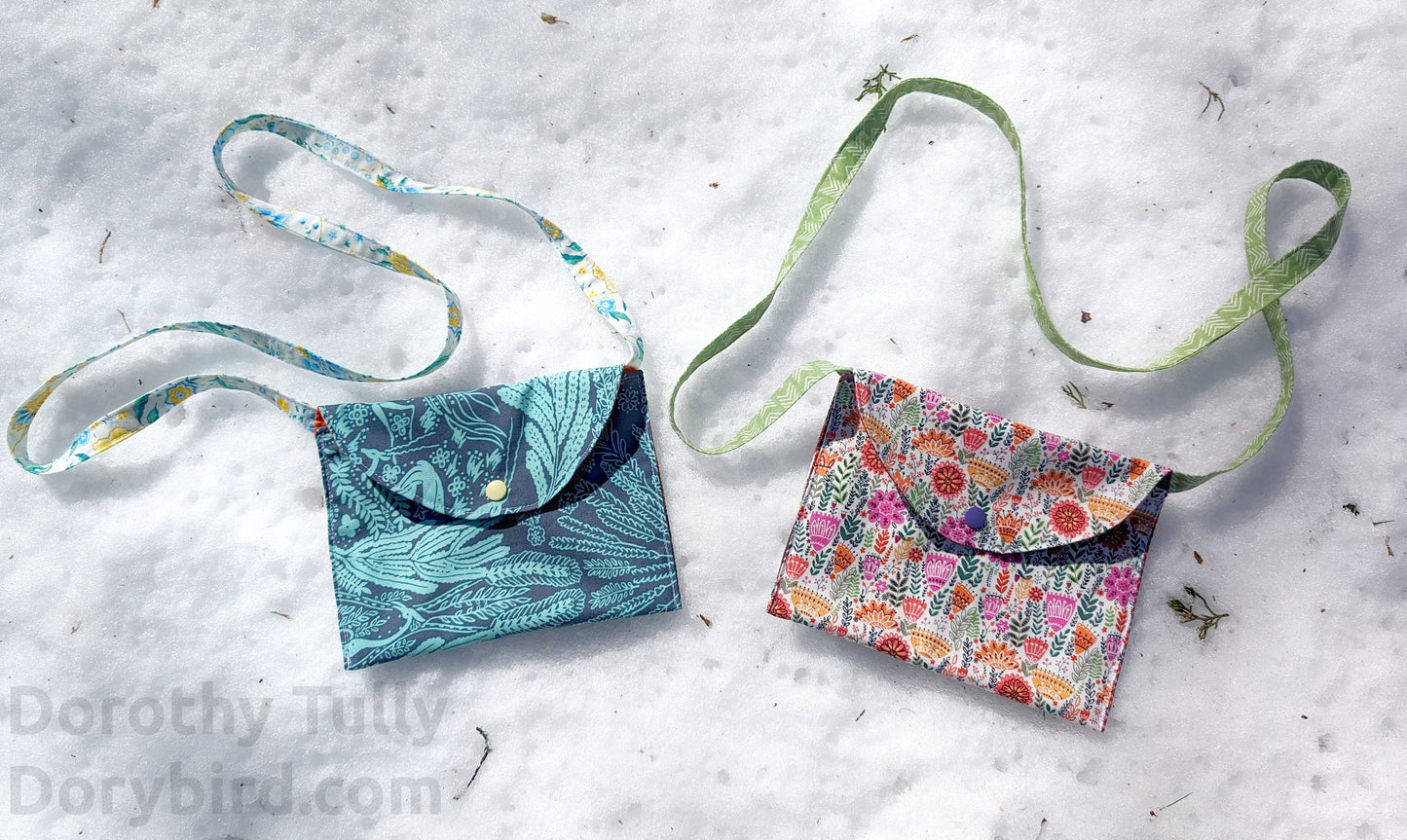 Handmade Little Pouch Purse: Blue Garden