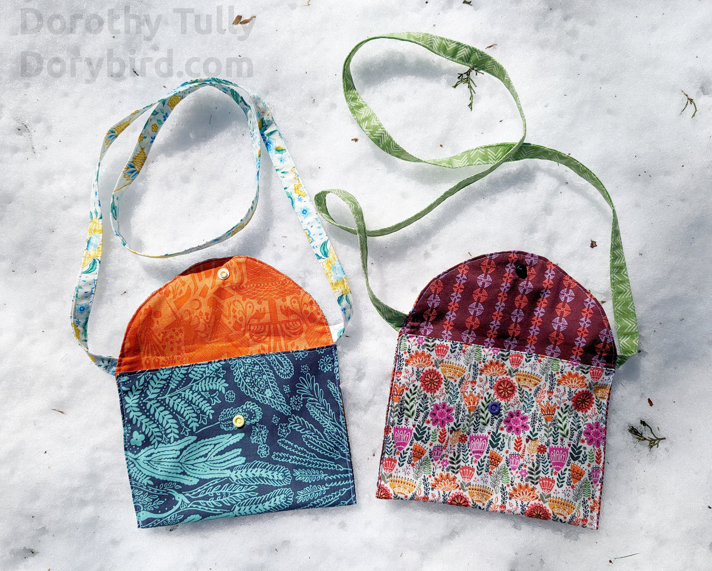 Handmade Little Pouch Purse: Blue Garden
