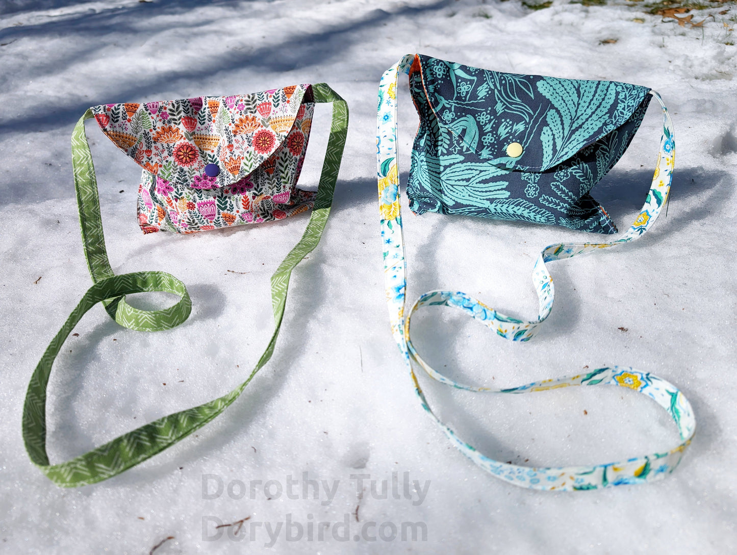 Handmade Little Pouch Purse: Blue Garden