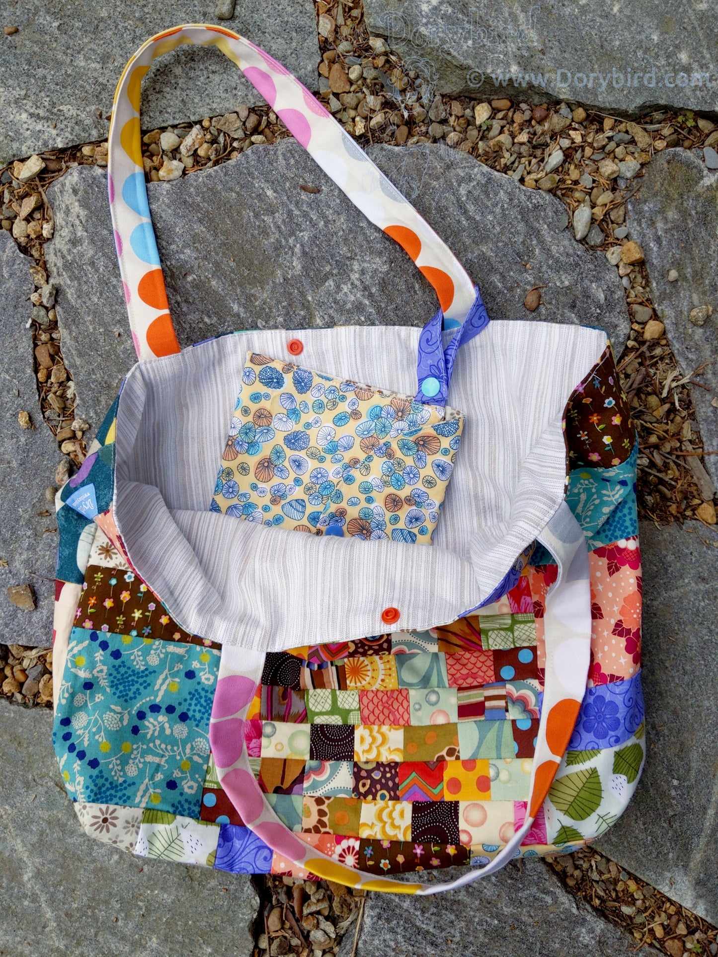 Big Bright Bag! Patchwork Tote Bag Set with Mini Clutch