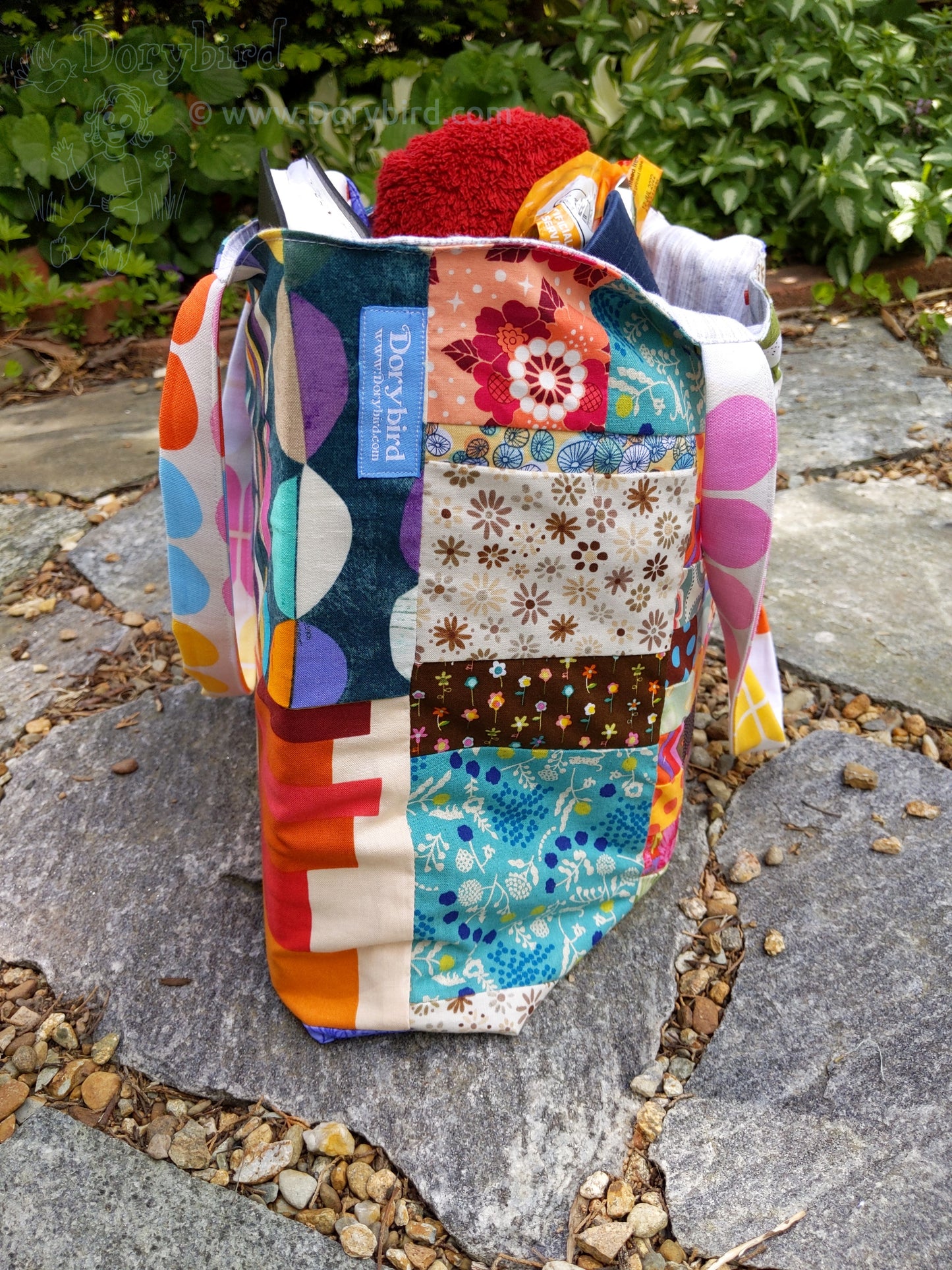 Big Bright Bag! Patchwork Tote Bag Set with Mini Clutch