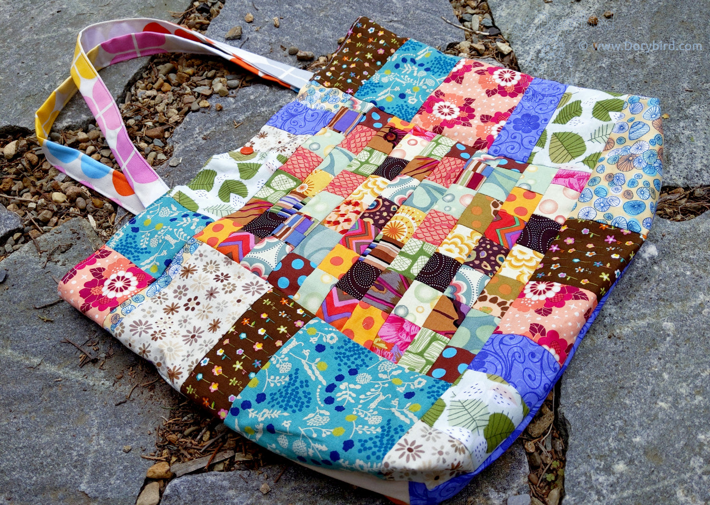 Big Bright Bag! Patchwork Tote Bag Set with Mini Clutch