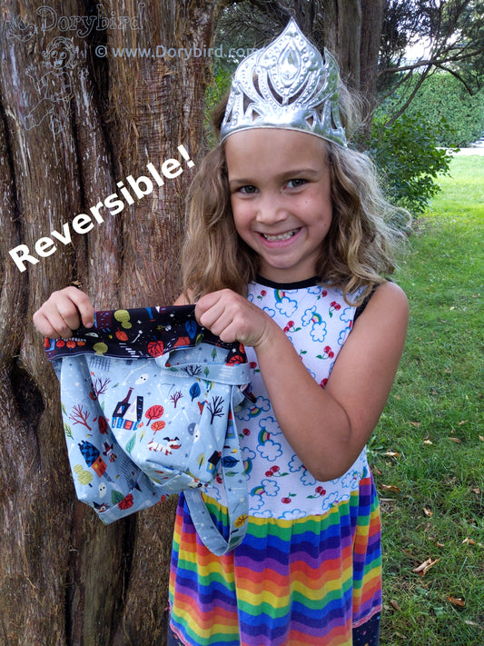 Handmade Halloween trick or treat animal tote bag! Reversible!