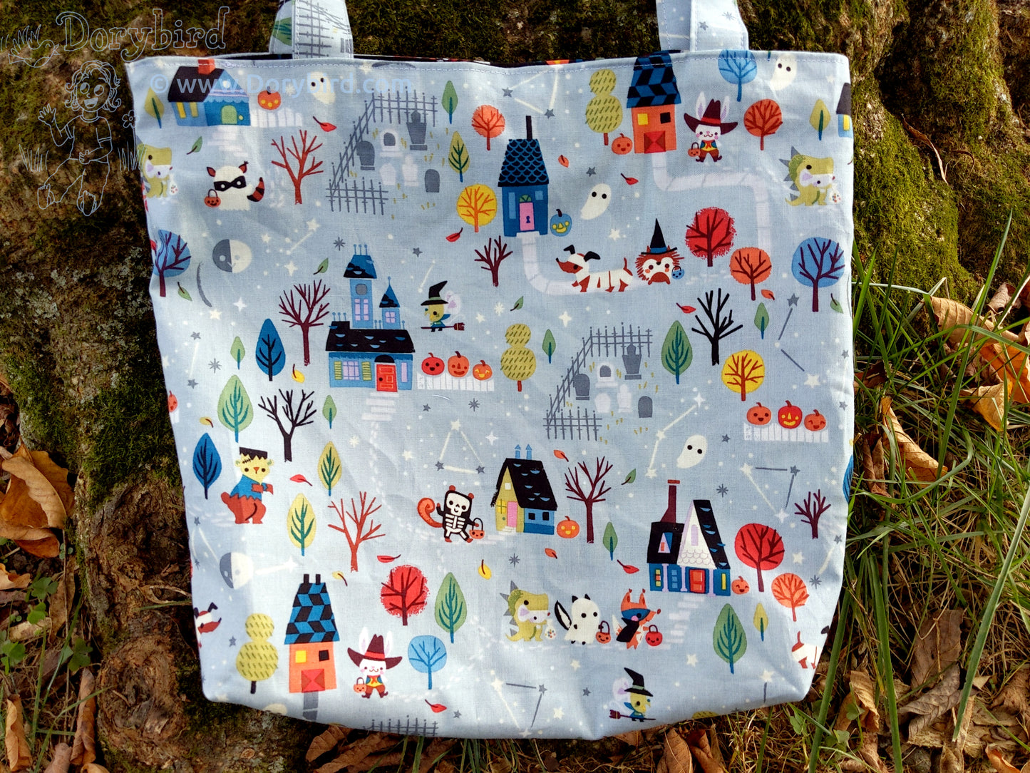 Handmade Halloween trick or treat animal tote bag! Reversible!