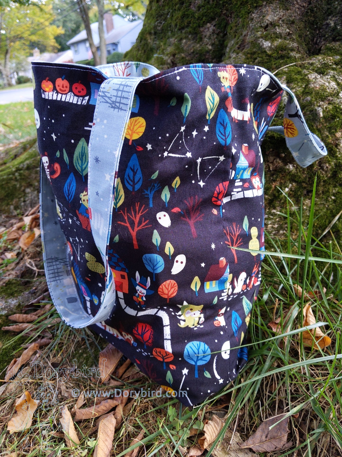 Handmade Halloween trick or treat animal tote bag! Reversible!