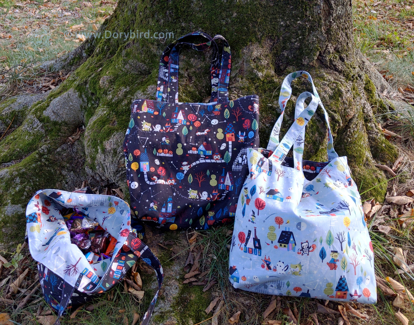Handmade Halloween trick or treat animal tote bag! Reversible!