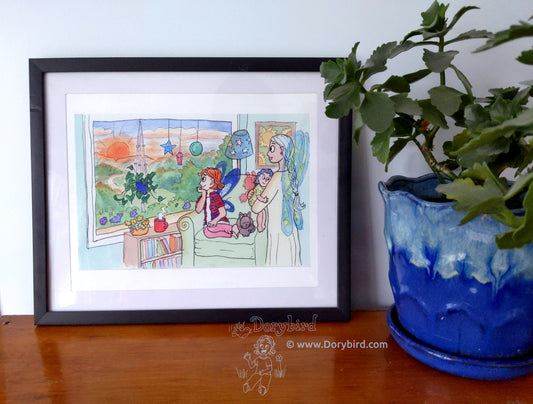 Fairies at Sunset 8x10 watercolor art print