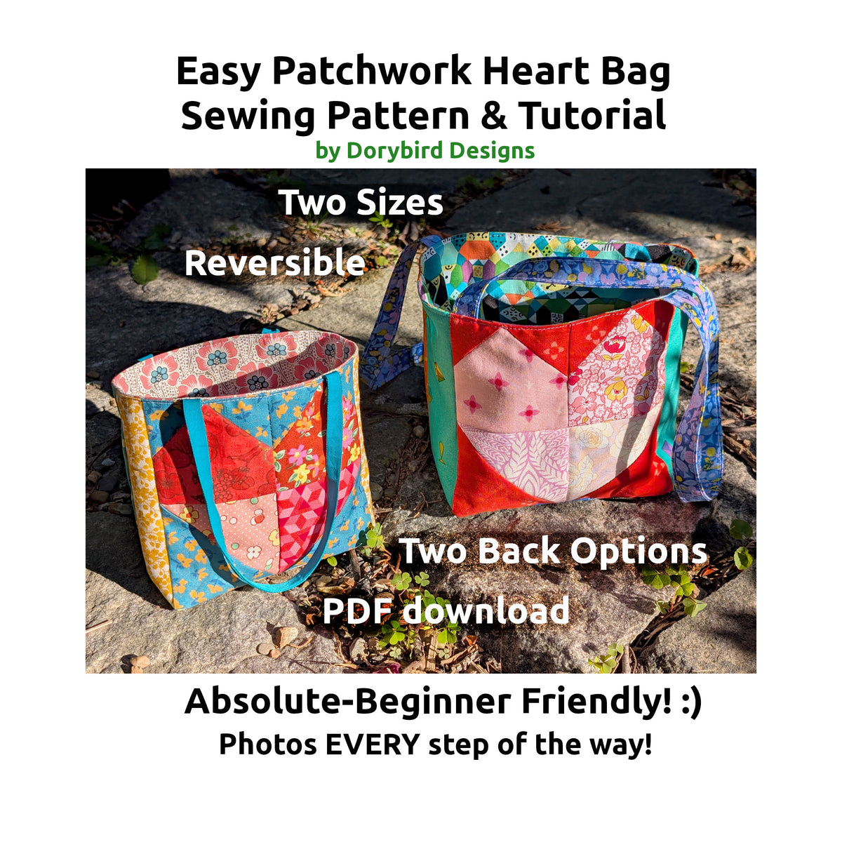 Easy Patchwork Heart Bag Sewing Pattern & Tutorial