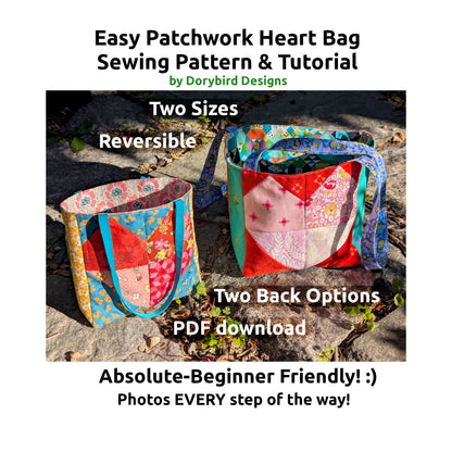Easy Patchwork Heart Bag Sewing Pattern & Tutorial