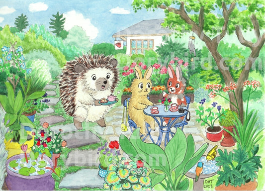 Hedgehog's Cafe 8x10 watercolor art print