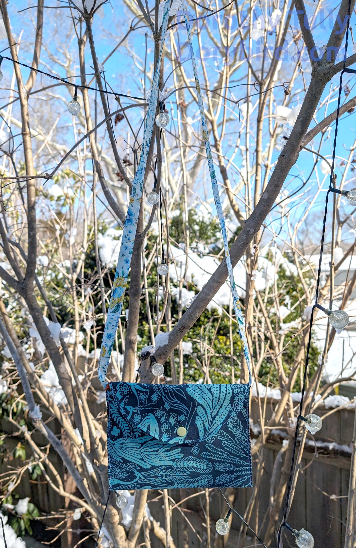 Handmade Little Pouch Purse: Blue Garden