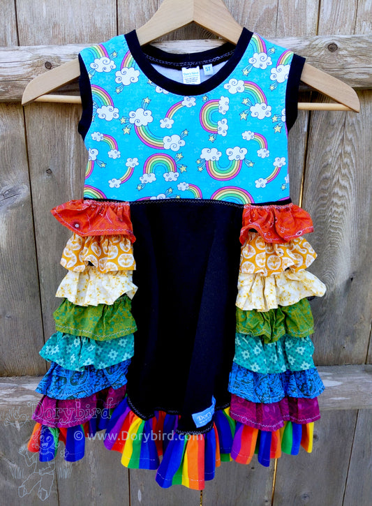 Rainbow Ruffle Overload Girls Dress, 5T